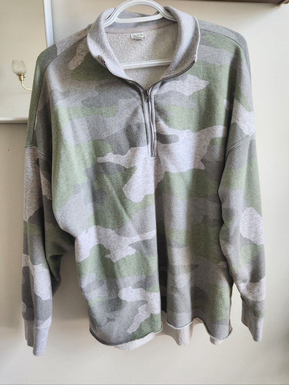 aerie Camo Quarter-Zip Pullover - Green & Gray